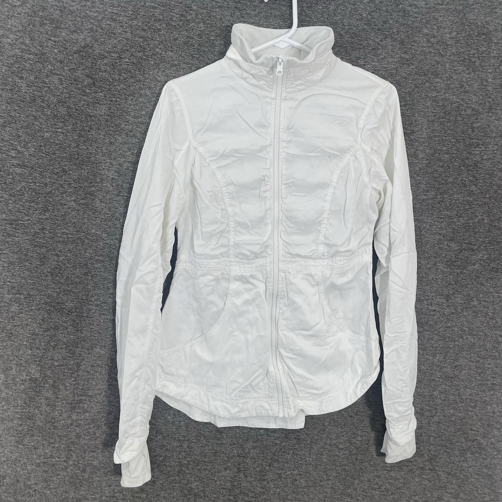 Lululemon Jacket Womens Small White Lightweight Full Zip Track Running Athletic